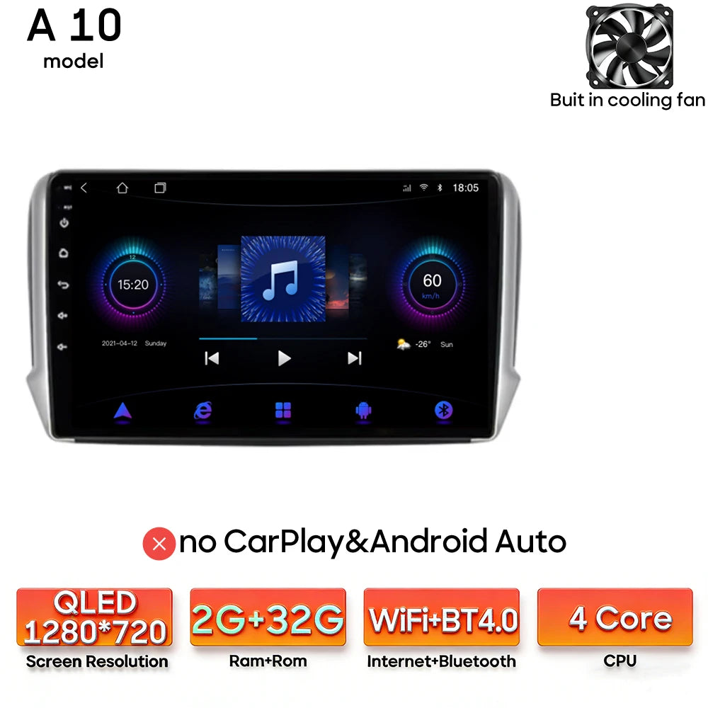 Android Audio Screen For Peugeot 2008 208 2012 - 2018 Car Radio Multimedia Video Player Carplay Auto 4G Wif DSP Navigation GPS