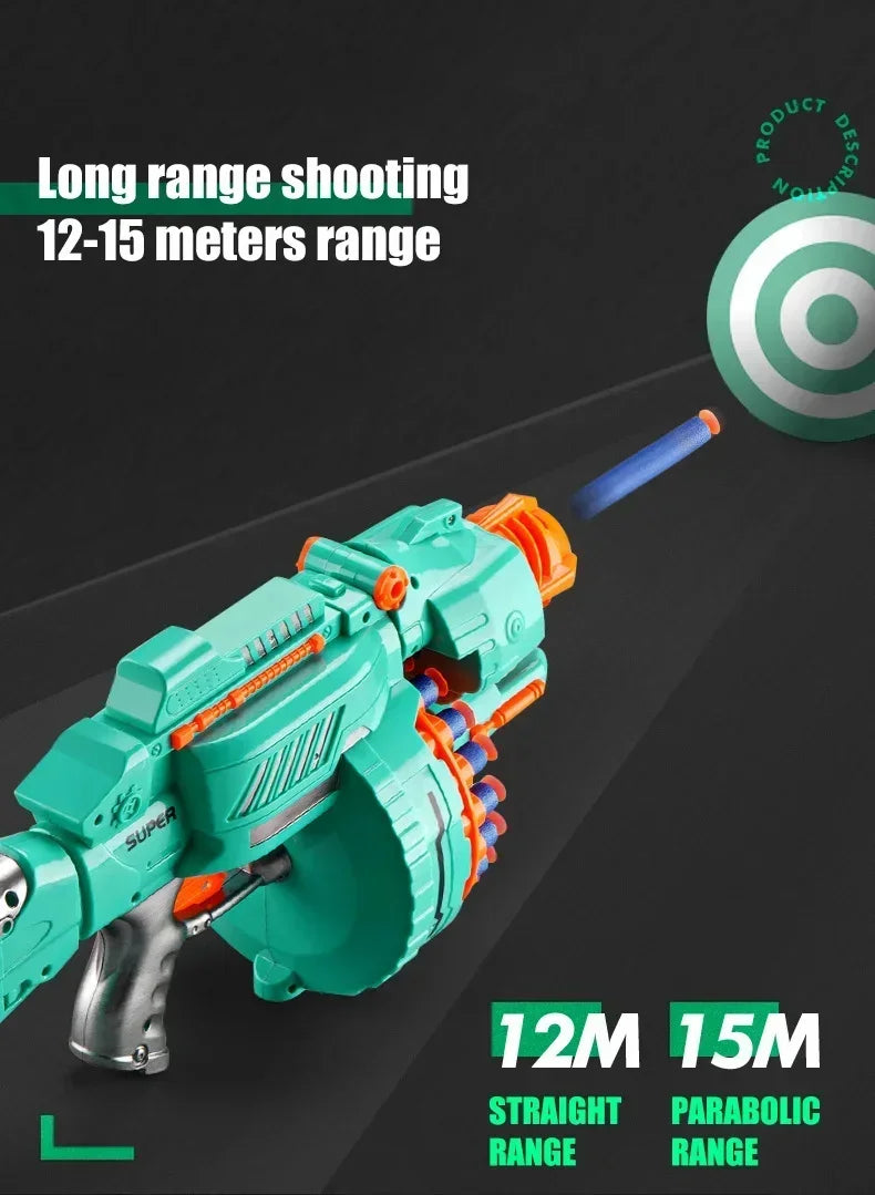 Nerfs Gun Toy Children's Electric Continuous Shooting Gatling Suction Cup Soft Bullet BB Gun Juguetes for Kids Gift