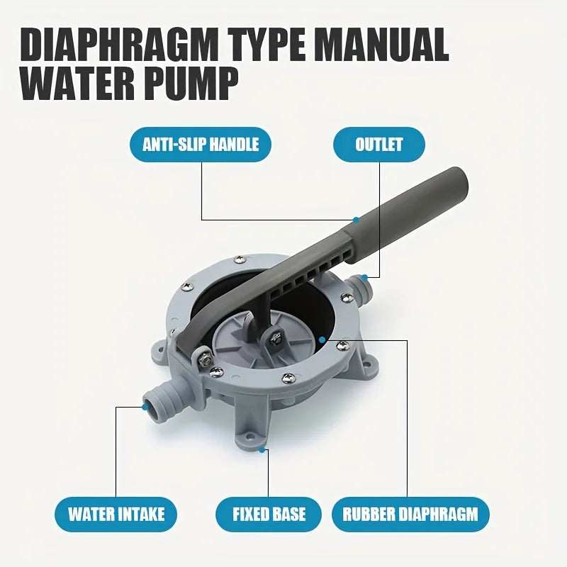 720GPH Manual Bilge Pump Hand Tools Water Transfer Diaphragm Self-Priming Pump for Marine Boat
