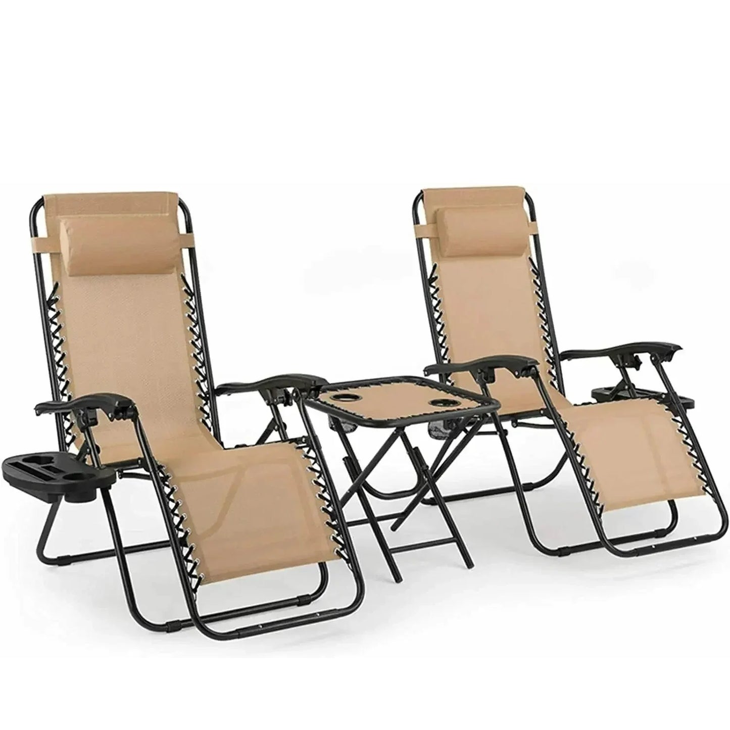 Homfa Garden Sun Lounger Set with Table Folding Adjustable Zero Gravity Recliner Chair Seat Indoor/Outdoor