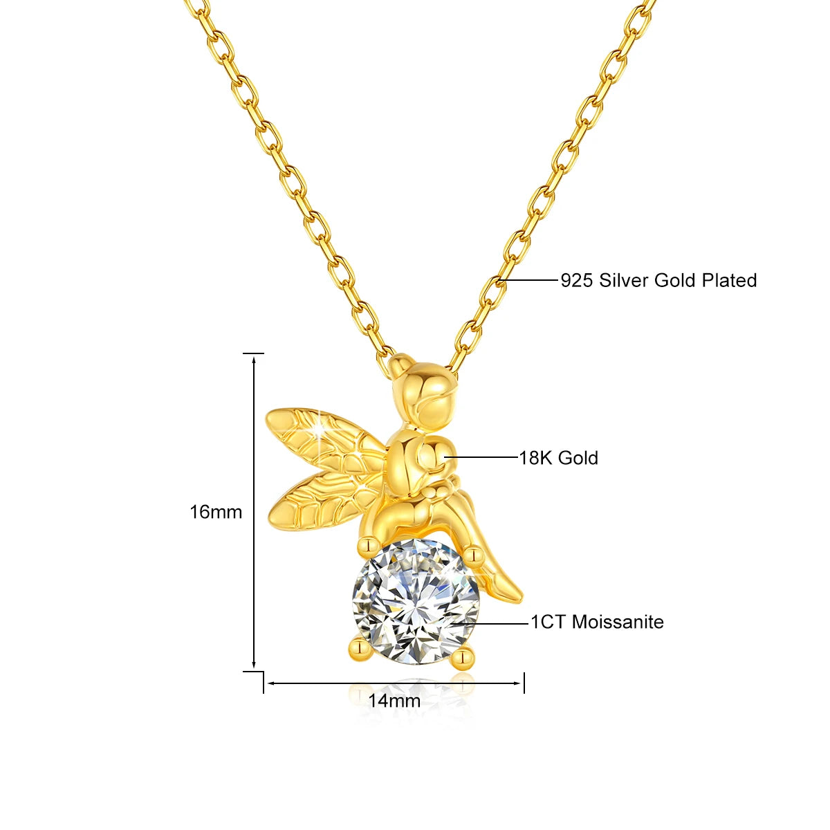 Authentic AU750 Real 18K Gold Angel Fall in Love Pendant For Woman Yellow Gold Gift Stylish Present Fine Jewelry