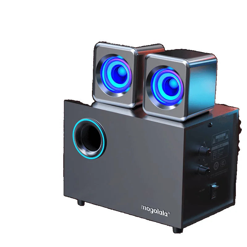 Wireless Bluetooth Computer Speaker Wooden High Volume Loud Desktop Subwoofer Active Audio 3D Surround Sound Bass Game Speakers