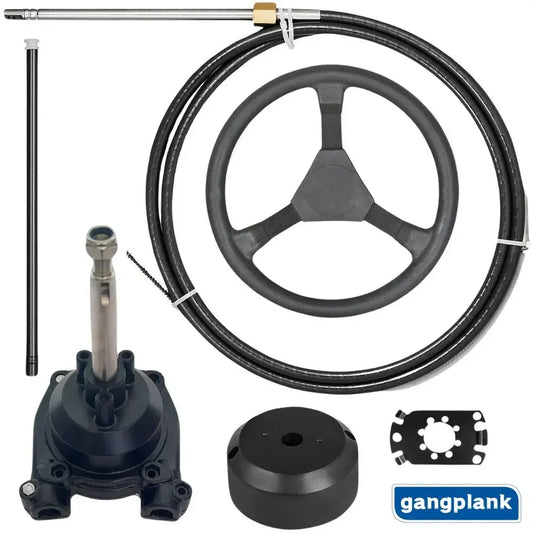 Marine Outboard Universal Mechanical Turbine Steering System Kit Comes with Steering Wheel + Steering Cable + Baffle