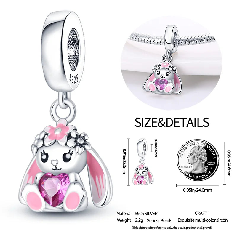 New 925 sterling silver bow star love pink series charm beads suitable for 3mm original bracelet DIY fashion jewelry gift