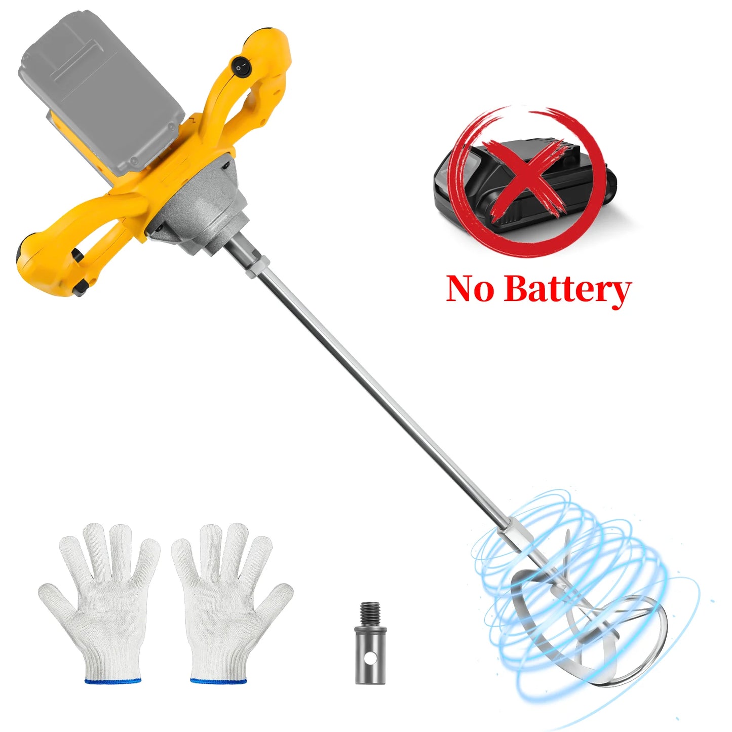 Concrete Cement Electric Mixer Machine 1200W Brushless with 6 Adjustable Speed Handheld Cement Mixer for Dewalt 20V Battery