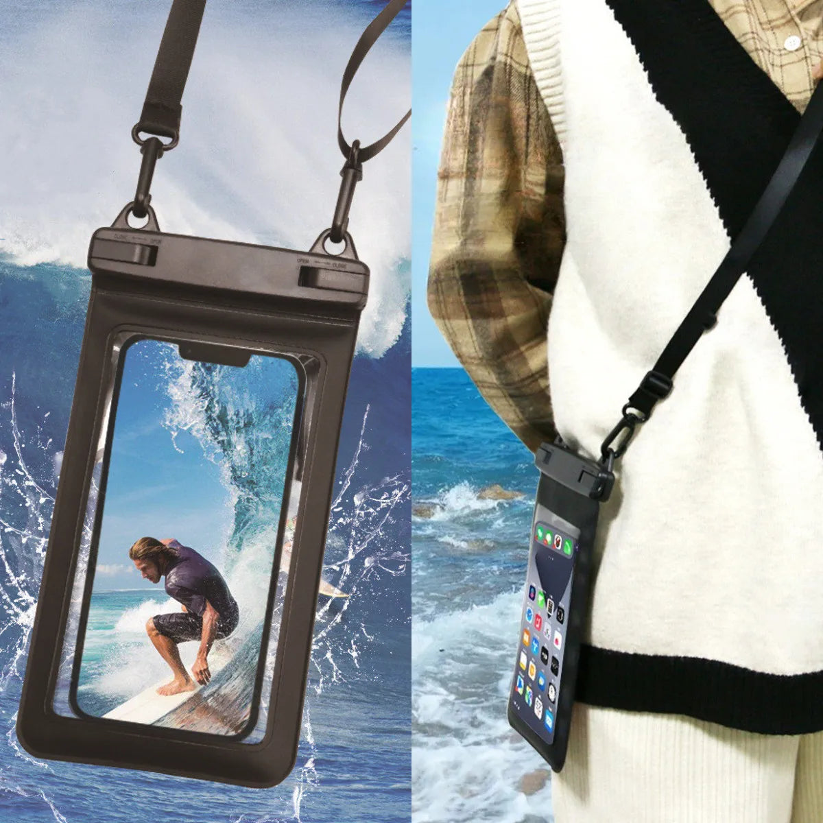 Universal Waterproof Mobile Phone Case Diving Surfing PVC Bags 7.5inch Phone Waterproof Pouch Cover Underwater Swimming Dry Bag