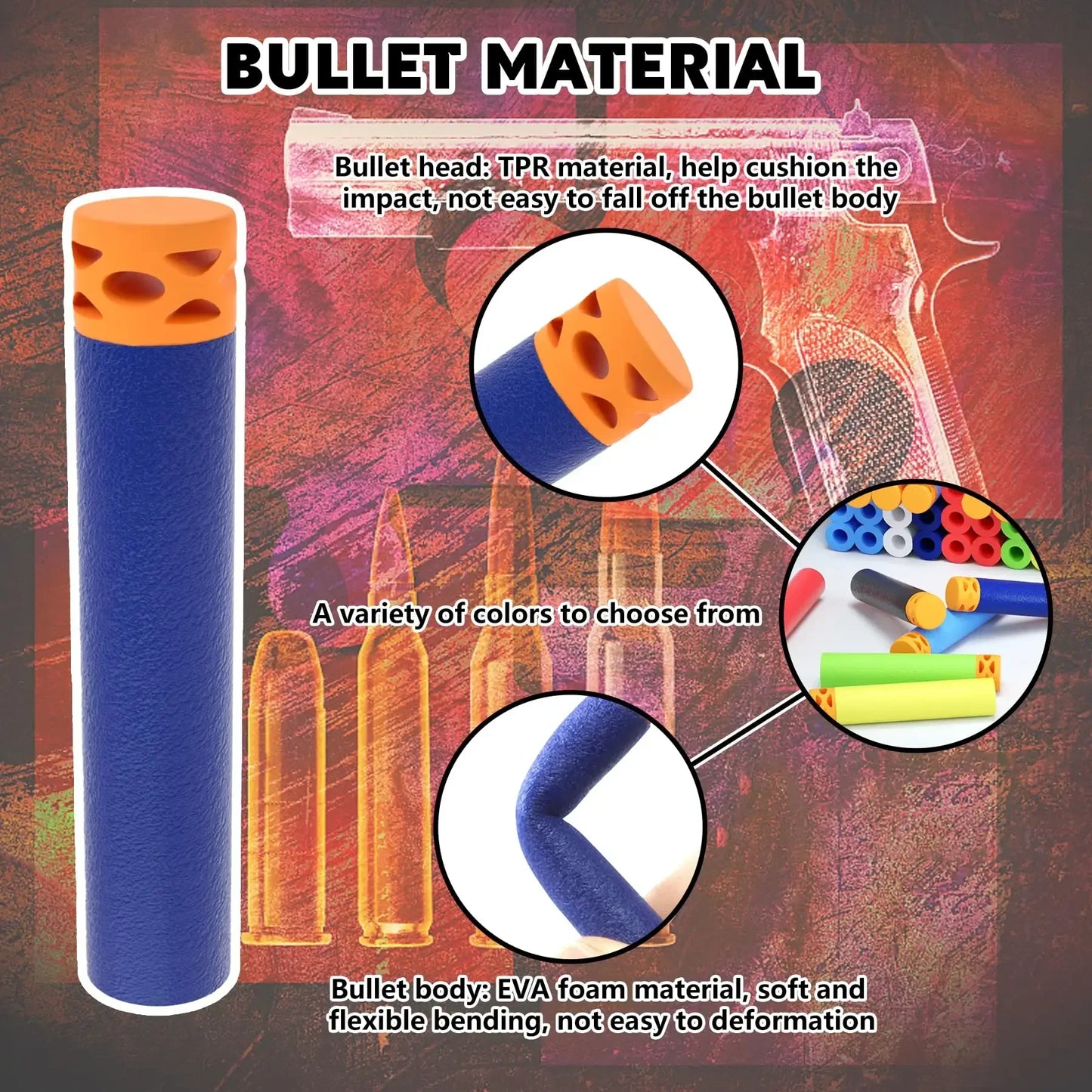 Refill Ffle Darts for Nerf Elite Guns Series Compatible EV Bullets 7.2x1.2cm Toy Gun Accessories for Party Team Game