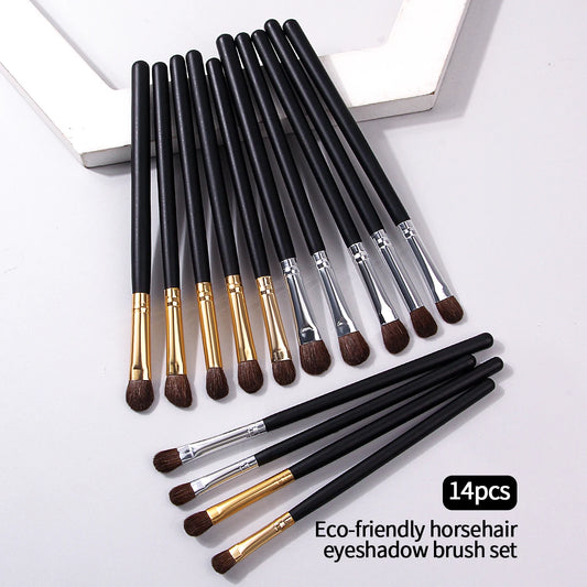 14pieces wooden-handled eye makeup brushes, eyeshadow brushes and eyebrow brushes are multi-functional beauty tools