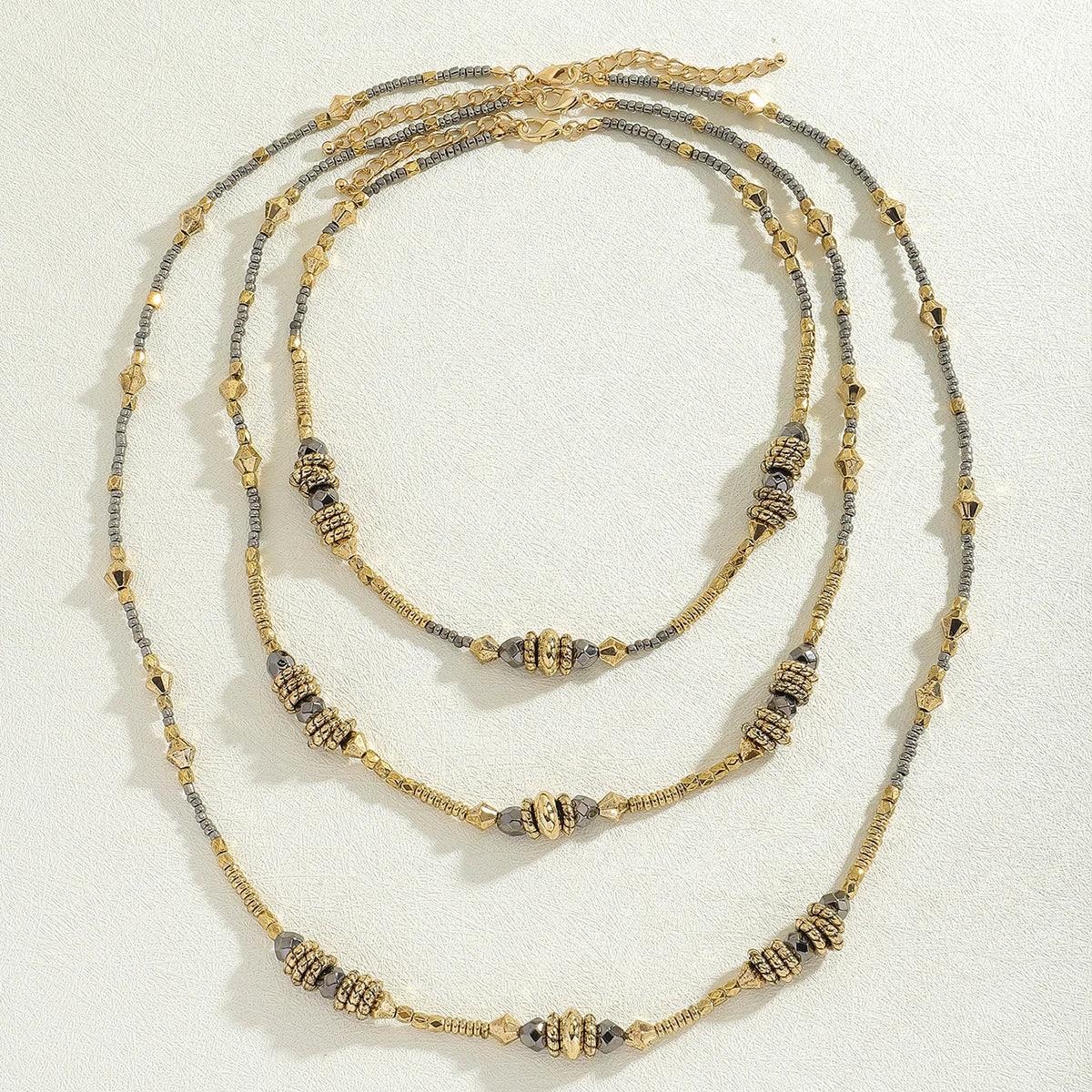 Golden Heavy Multilayer Beaded Chain Necklace For Women European American Bling Exaggerated Charm Party Jewelry Gift