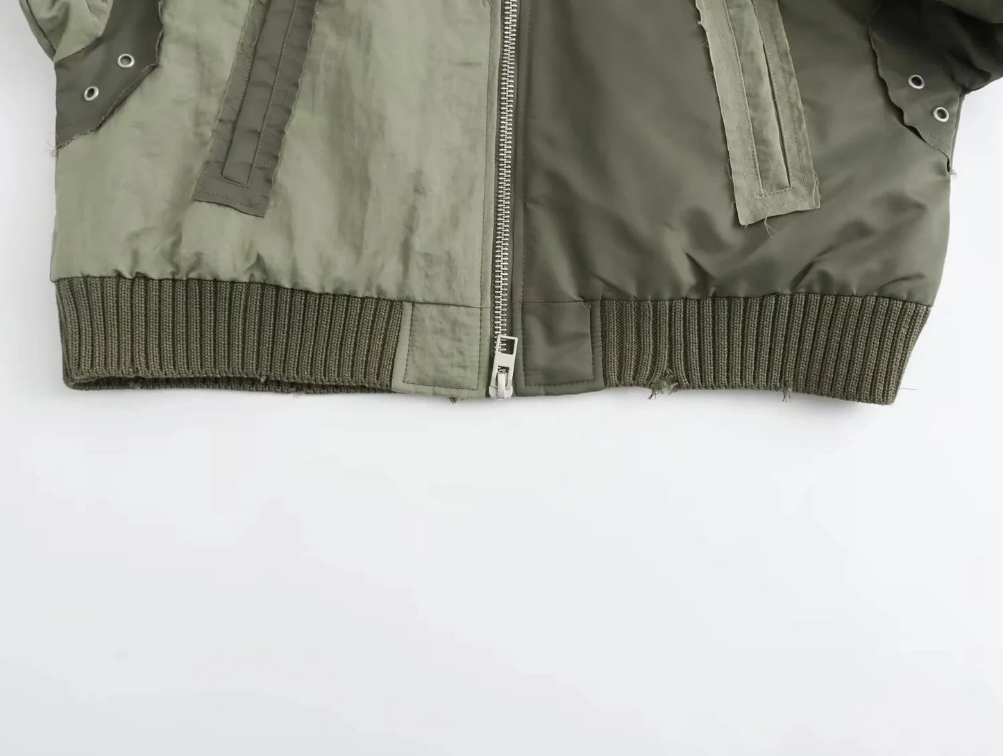 Streetwear Armygreen Bomber Jackets Women Patchwork Zipper Pockets Oversized Jackets Fashion 2025 Winter Autumn Coats