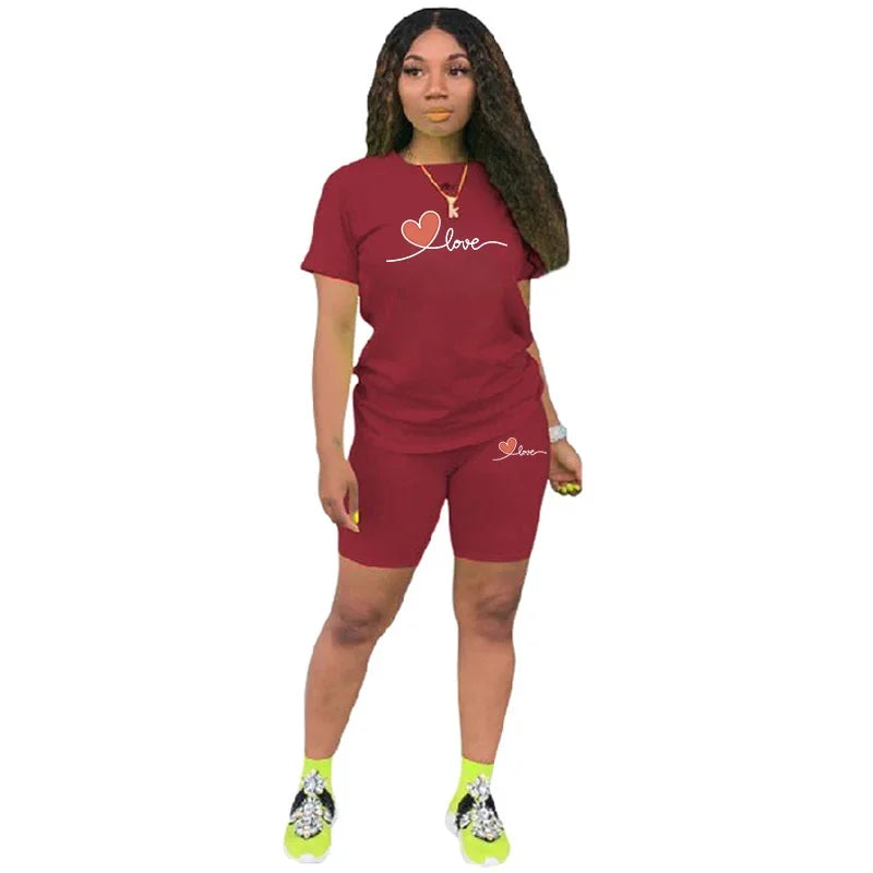 Summer Woman Clothing Casual Two Piece Set for Women'sTracksuit Short Sleeve Daily Shorts T-Shirts O-Neck Matching casual Sets