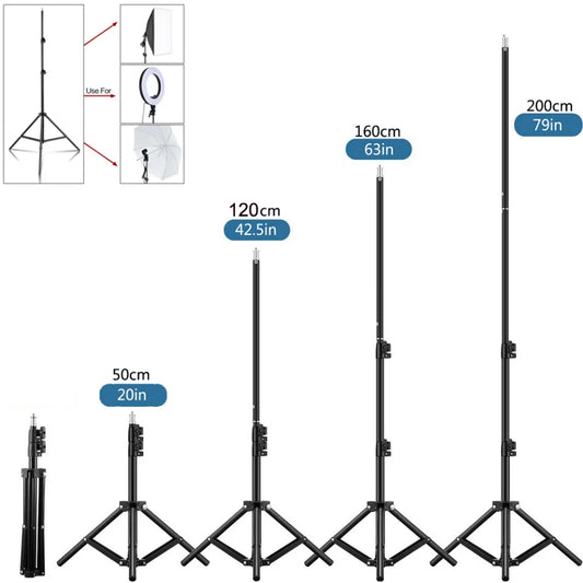 Photographic 50/120/160cm Lighting Stand Fill Light Stand Tripod Suit For Ring Light With 1/4 Screw Ring Lamp Softbox Ringlight