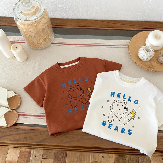 Summer Clothing Children Short Sleeve Tops T-shirts Baby Boys And Girls Clothes Casual Cartoon Tshirts Kids Costume T Shirts