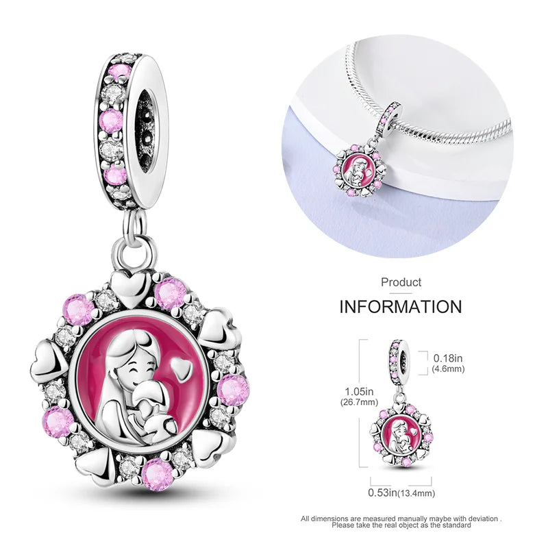 New 925 sterling silver bow star love pink series charm beads suitable for 3mm original bracelet DIY fashion jewelry gift