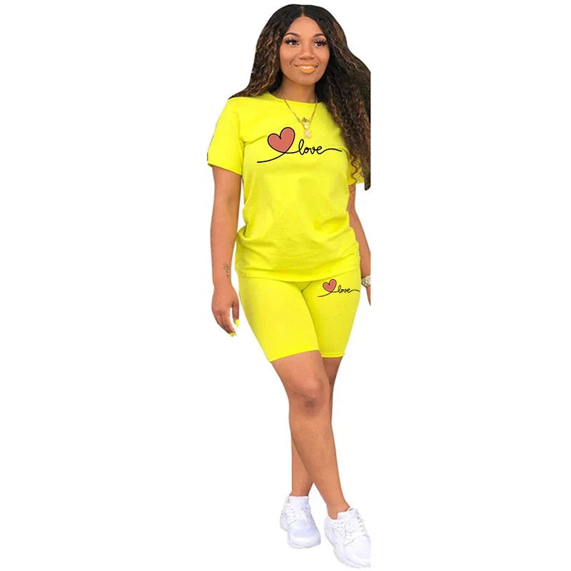 Summer Woman Clothing Casual Two Piece Set for Women'sTracksuit Short Sleeve Daily Shorts T-Shirts O-Neck Matching casual Sets