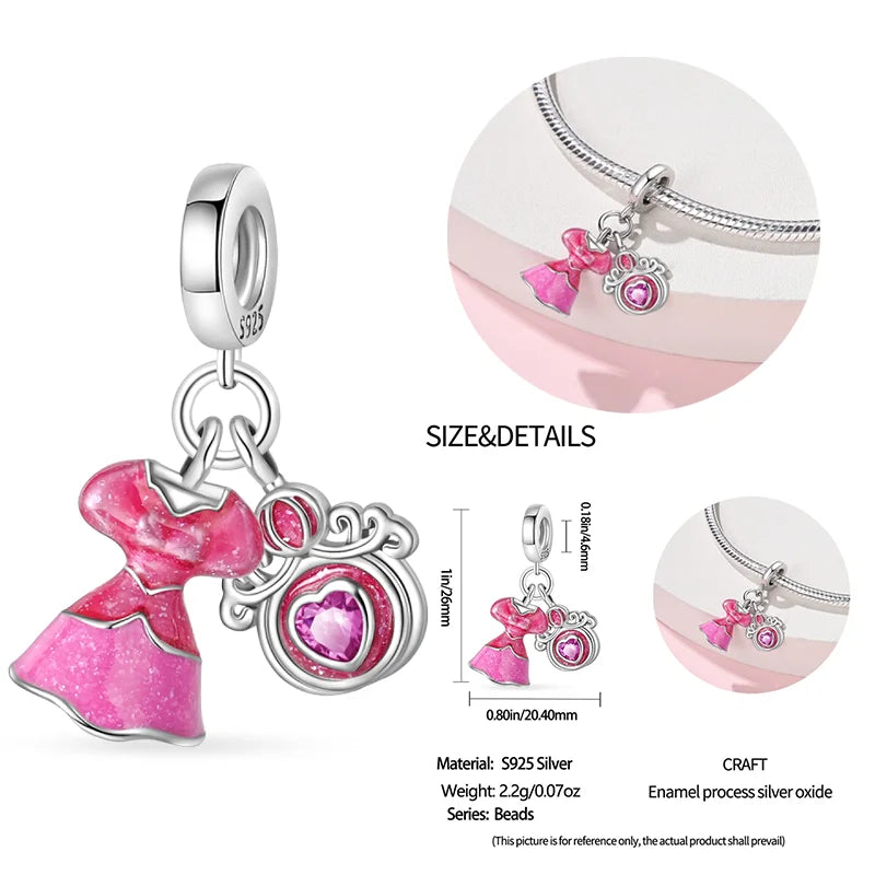 New 925 sterling silver bow star love pink series charm beads suitable for 3mm original bracelet DIY fashion jewelry gift