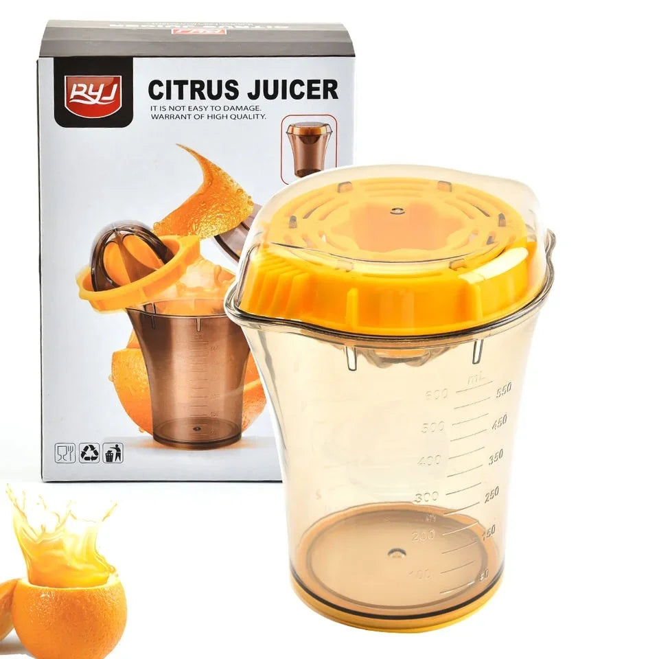 Manual Fruit Lemon Juicer with Measuring Cup, Kitchen Juicing Tool, Multi-Functional Hand Squeezer