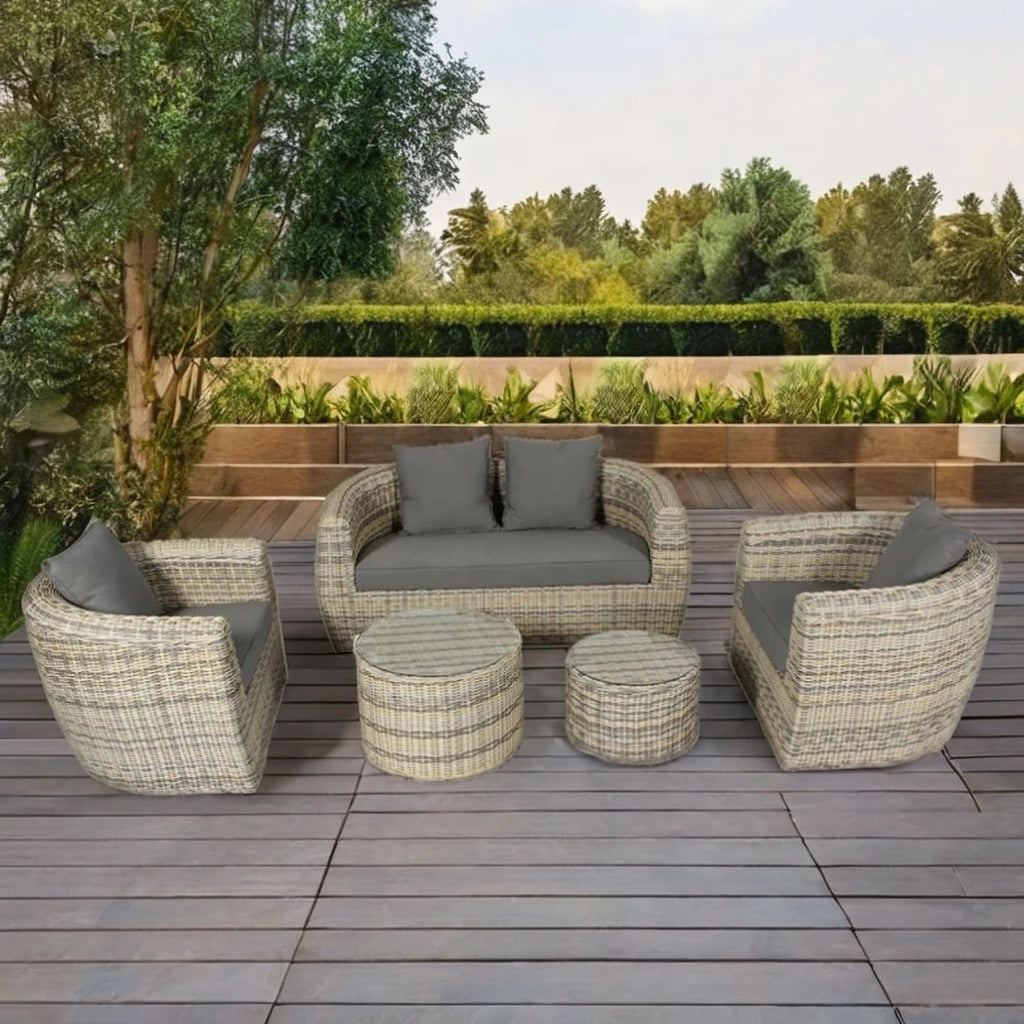Rattan Outdoor Furniture All-weather Garden Sofa Set for Courtyard Durable 5 Pieces Carton Modern Wicker Outdoor Sofas