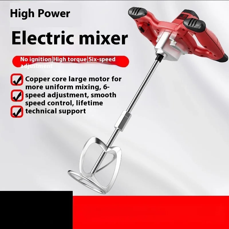 Electric Cement Mixer Stirrer Heavy Duty Industrial Grade Mixer 6-Speed Handheld Concrete Mixer for Putty Mortars Paint Mud Grou