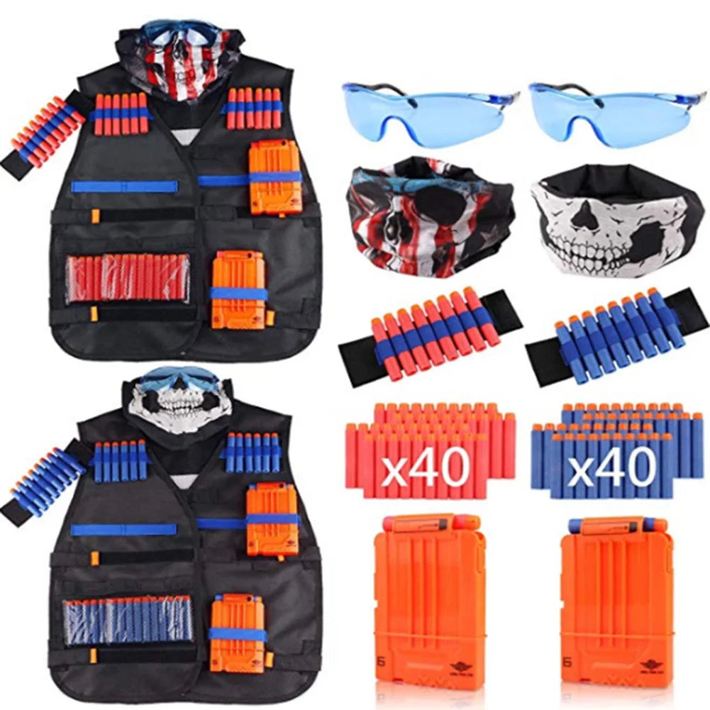Kids Tactical Vest Kit for Nerf N-Strike Elite Series Bullets Magazines Goggles Bib Undershirt Holder Suit Kits Outdoor Game Toy