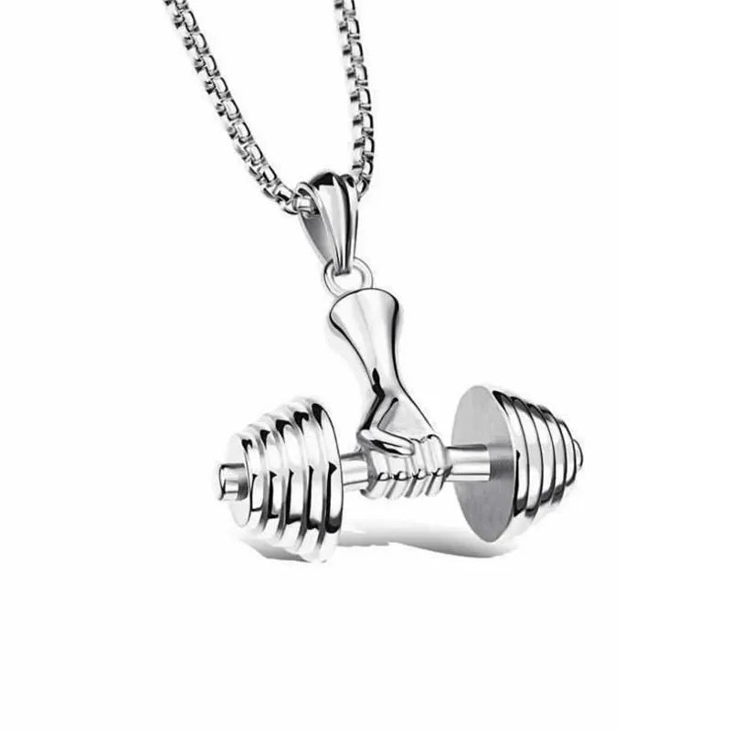 Barbell Pendant Mens Necklace Stainless Steel Fitness Wholesale Sports Style Male Accessories Gift for Mens Fitness Men S494