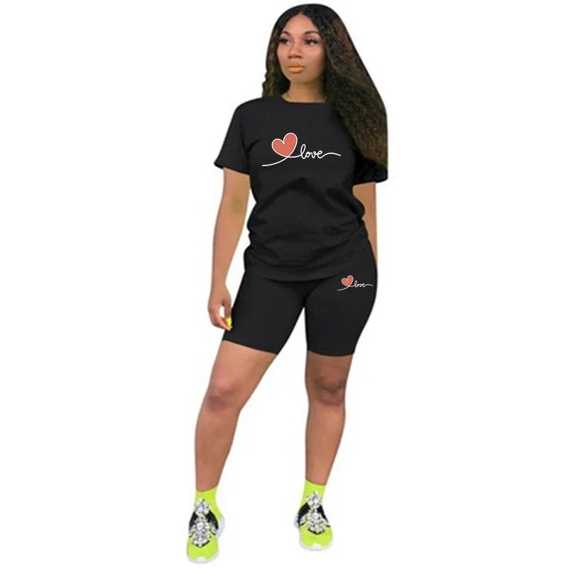 Summer Woman Clothing Casual Two Piece Set for Women'sTracksuit Short Sleeve Daily Shorts T-Shirts O-Neck Matching casual Sets