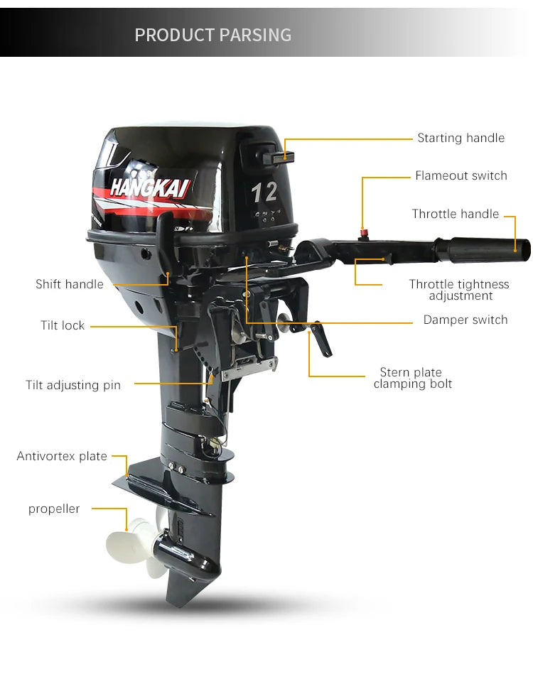Boats Accessories Otboard Engine 2 Stroke 12HP Boat Engine Moteur hors bord Motor fuera de borda12 HP Motore 2 Tempi
