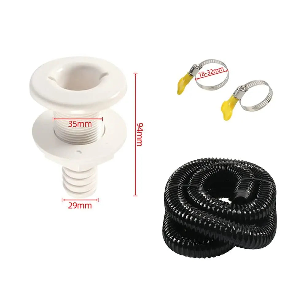 1-1/8" Id Outfall Hose Bilge Pump Installation Kit Boat Hose Thru Hull & Clamps