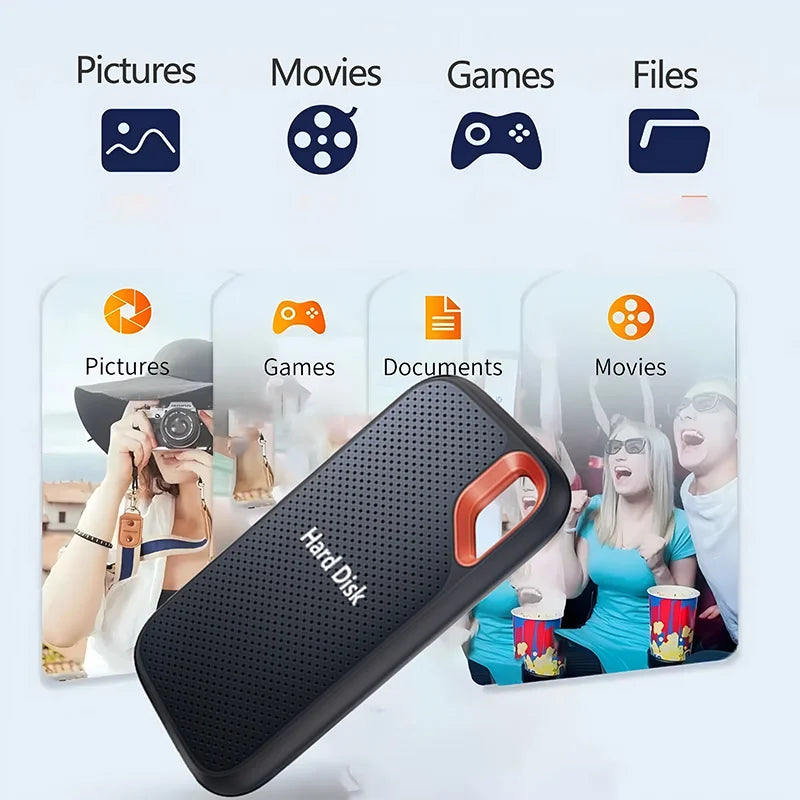 1TB High-quali External Hard Drive Portable Hard Disk 2TB Original SSD USB3.1 Solid Disk 128TB Storage Device for Windows/Mac
