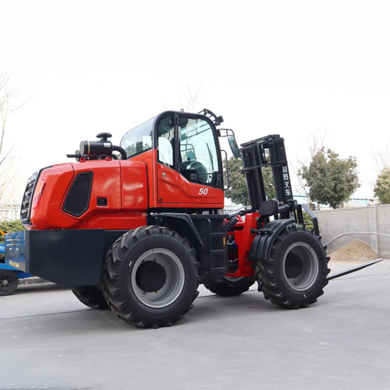 Hot Sale Customized 5t Offroad Forklift Truck | 4WD Diesel 5000kg Lift | Free Parts & Warranty
