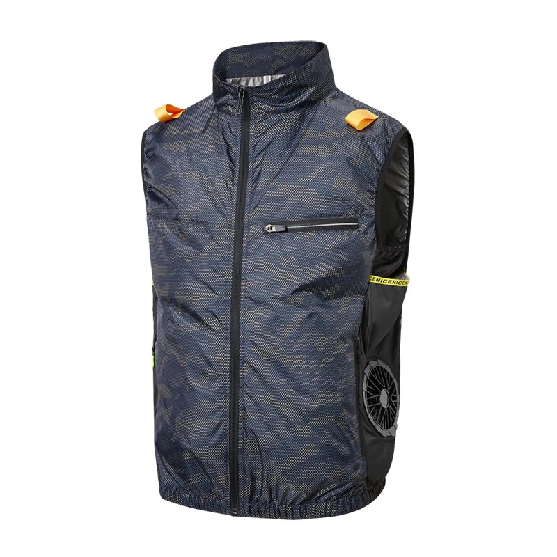 Summer Sports Fan Air-Conditioning Clothing, Cool and Lightweight for Men and Women, Travel Brand Outdoor Vest, Jacket, Sun Protection Windbreaker, Fishing Workwear