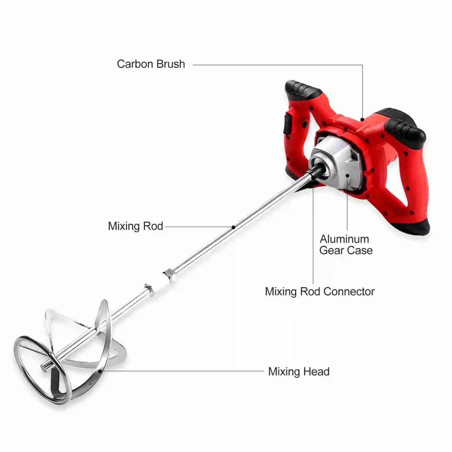 2100W Electric Cement Mixer Stirrer Heavy Duty 6-Speed Regulation Handheld S-type Concrete Mixer for Mortars Paint Mud Grout