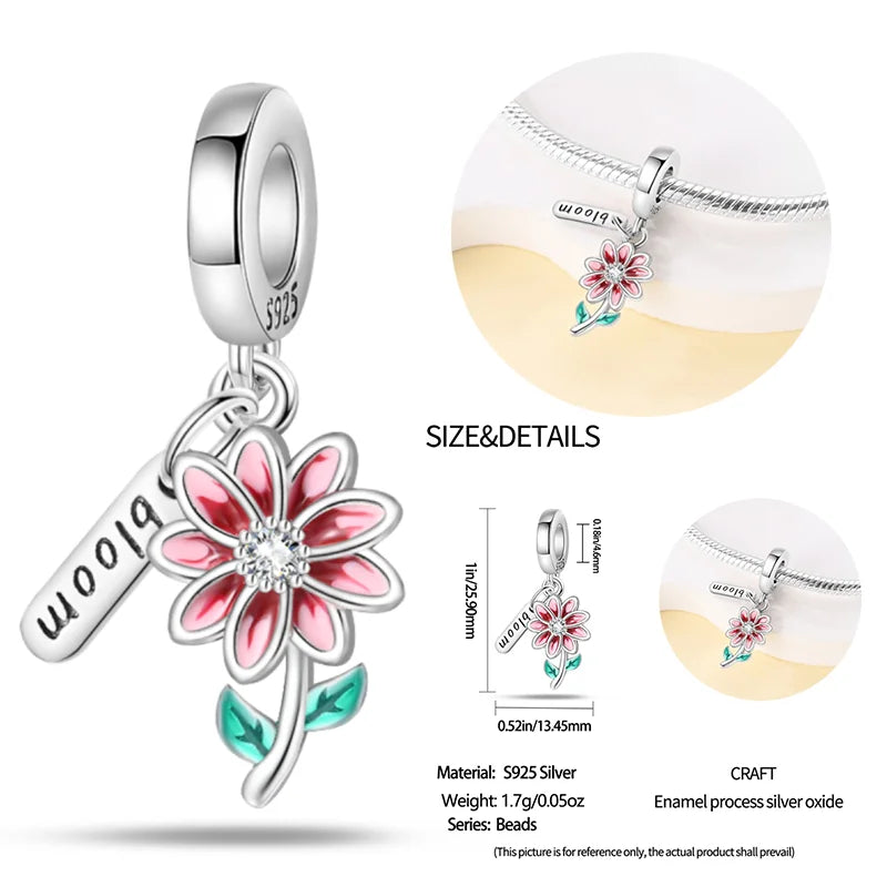 New 925 sterling silver bow star love pink series charm beads suitable for 3mm original bracelet DIY fashion jewelry gift