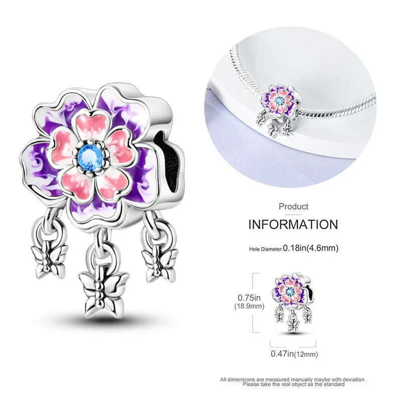 New 925 sterling silver bow star love pink series charm beads suitable for 3mm original bracelet DIY fashion jewelry gift