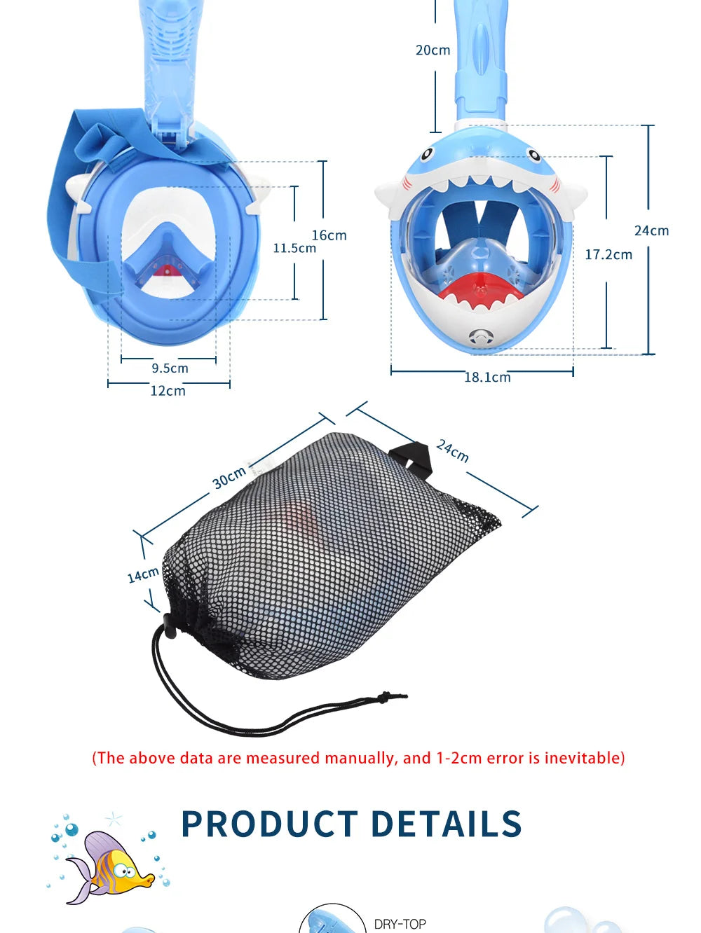 Kids Cartoon Full Face Snorkeling Mask Anti Fog Swimming Diving Mask Children Underwater Scuba Snorkel Set Equipment For Boys Gi
