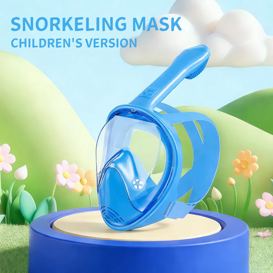 Kids Snorkel Mask Full Face, Snorkeling Set with Camera Mount, Foldable 180 Degree Panoramic View Snorkeling Gear Anti-Fog Anti