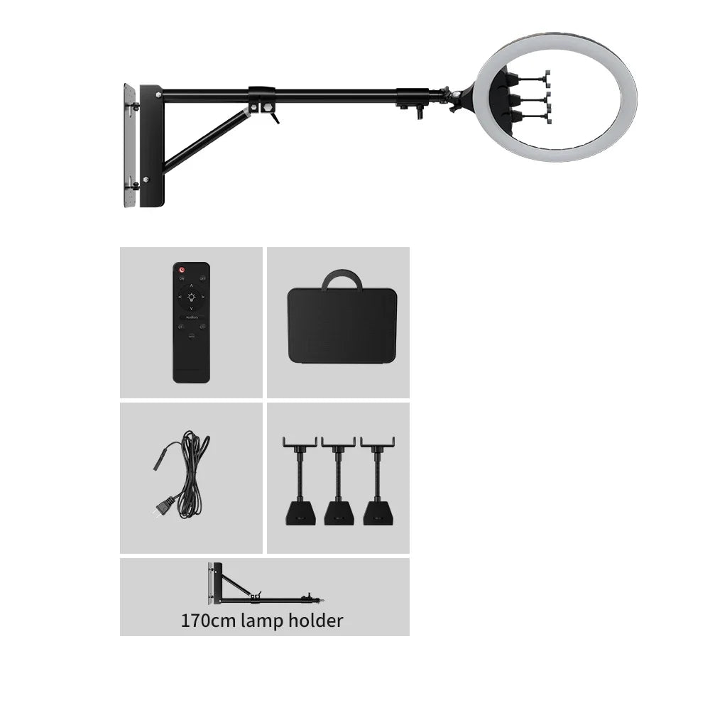 SH 18 Inch Knob Ring Light LED Selfie Video Lamp With Tripod Stand Phone Clip For YouTube Live Lighting Photo Photography Studio