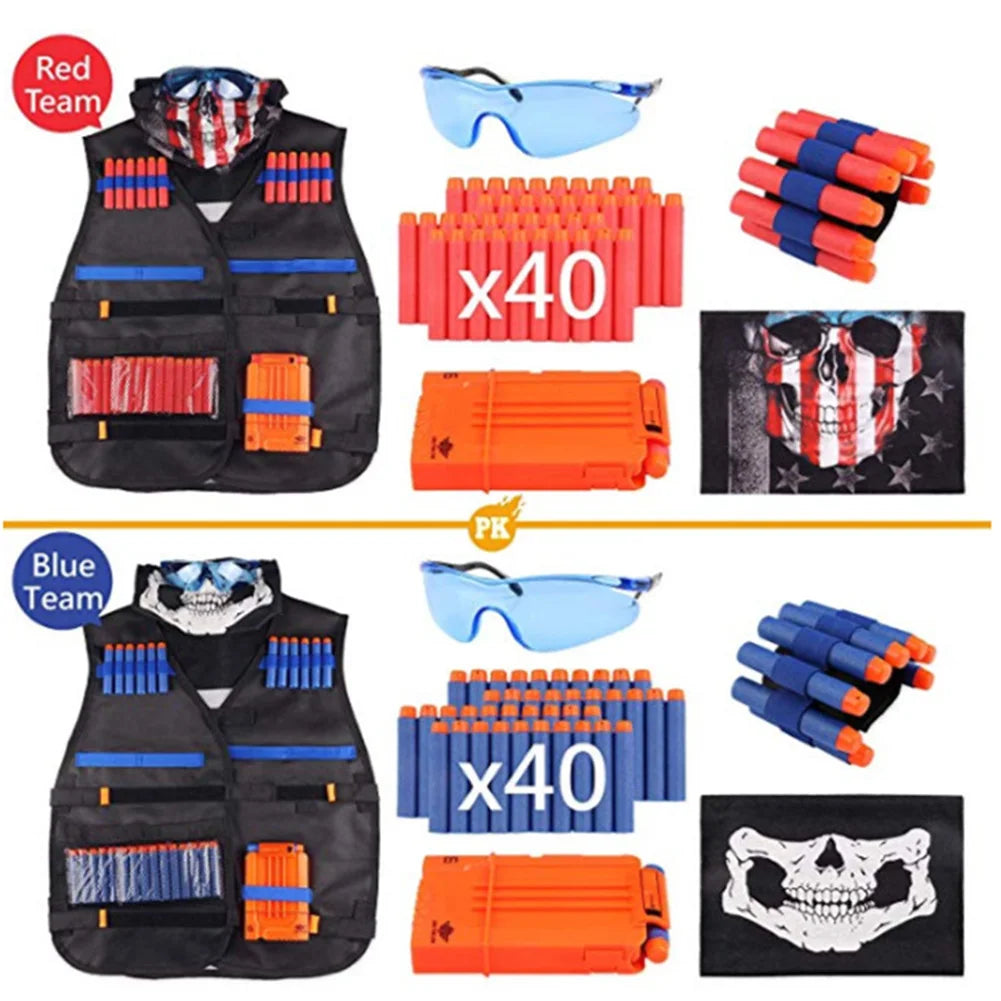 Kids Tactical Vest Kit for Nerf N-Strike Elite Series Bullets Magazines Goggles Bib Undershirt Holder Suit Kits Outdoor Game Toy