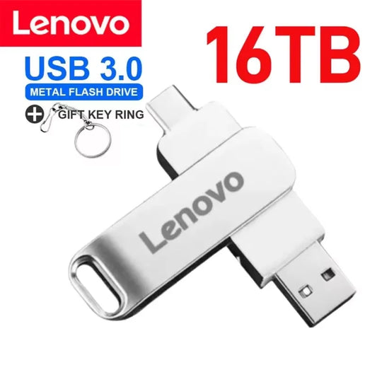 Lenovo 16TB 3.0 USB Flash Drive Metal High-Speed Pen Drive 2TB 128GB Waterproof Type-C Usb PenDrive For Computer Storage Devices