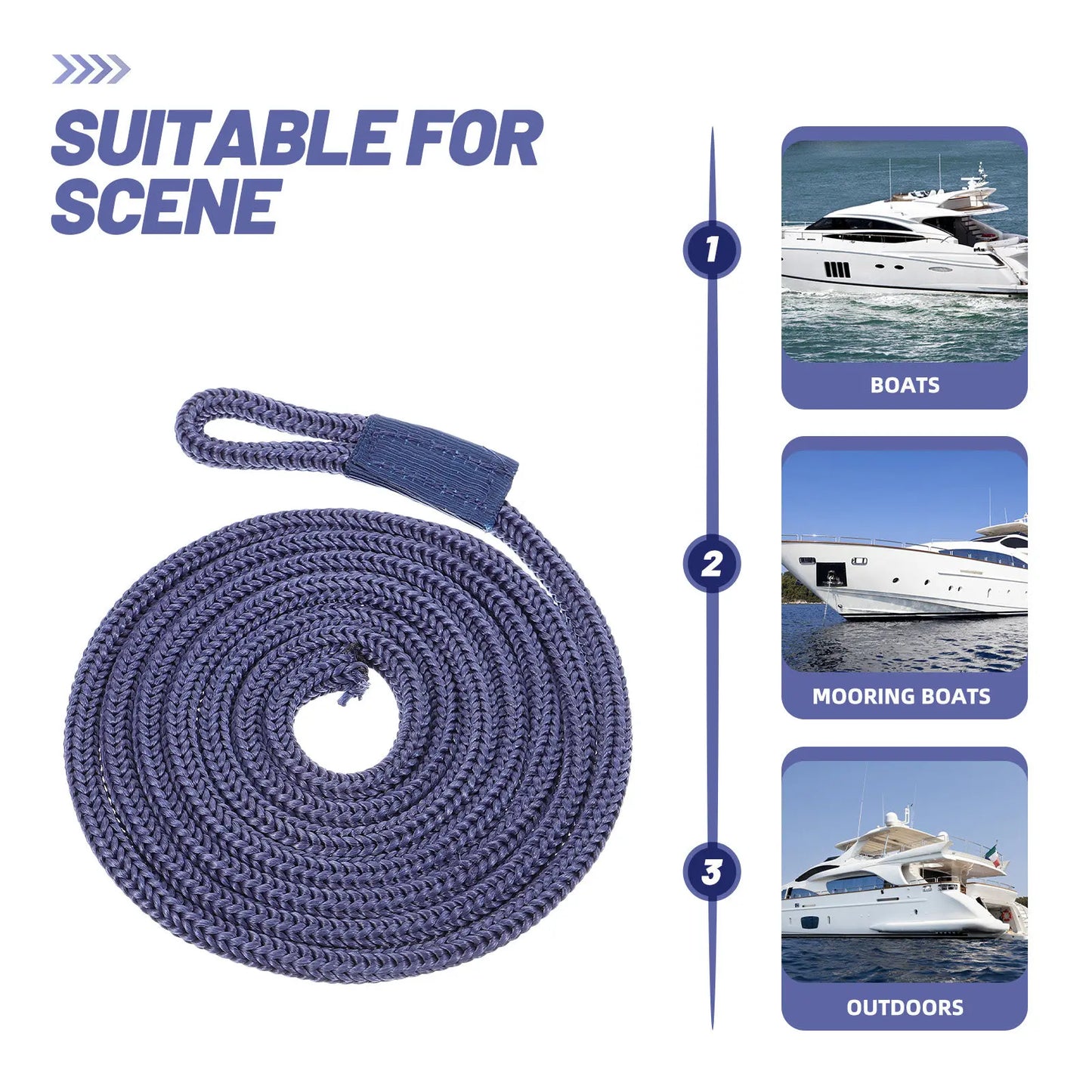 Boat Fending Rope Heavy Duty Marine Grade PP Rope for Fenders Line Boat Ship Rope Marine Adjuster Line Board Accessories