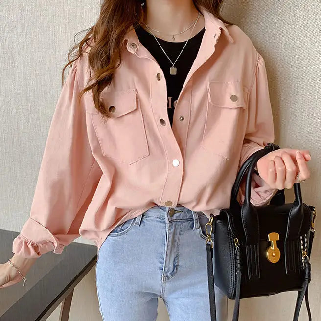 Chic Clothes Women's Blouse Women Collared Clothing Chemise New Tops White Collar Korean Aesthetic Long Sleeve Tunic Shirts Sexy