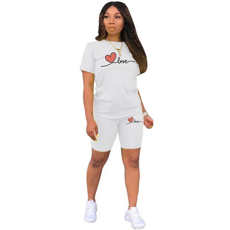Summer Woman Clothing Casual Two Piece Set for Women'sTracksuit Short Sleeve Daily Shorts T-Shirts O-Neck Matching casual Sets