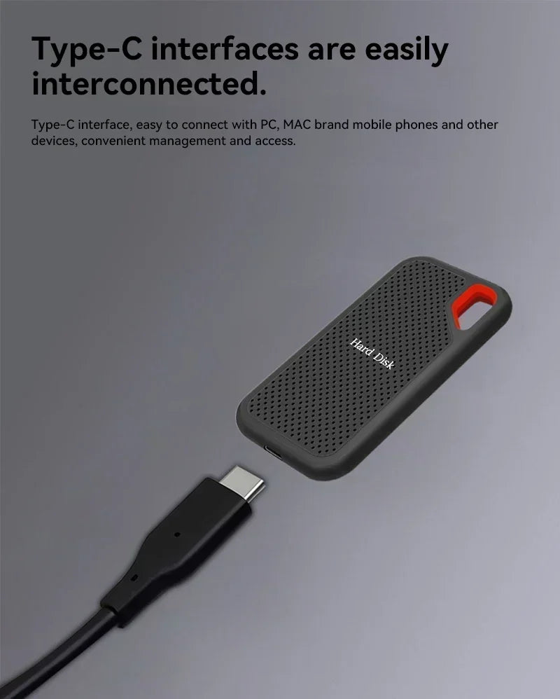 1TB High-quali External Hard Drive Portable Hard Disk 2TB Original SSD USB3.1 Solid Disk 128TB Storage Device for Windows/Mac