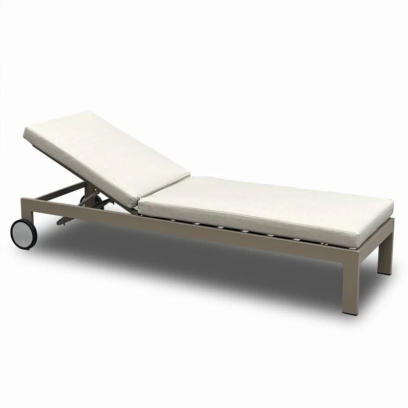 Luxury Outdoor Aluminum Sun Lounger with Wheels, Patio & Garden Sunbed Furniture for Poolside Sillas De Playa Outdoor Furniture