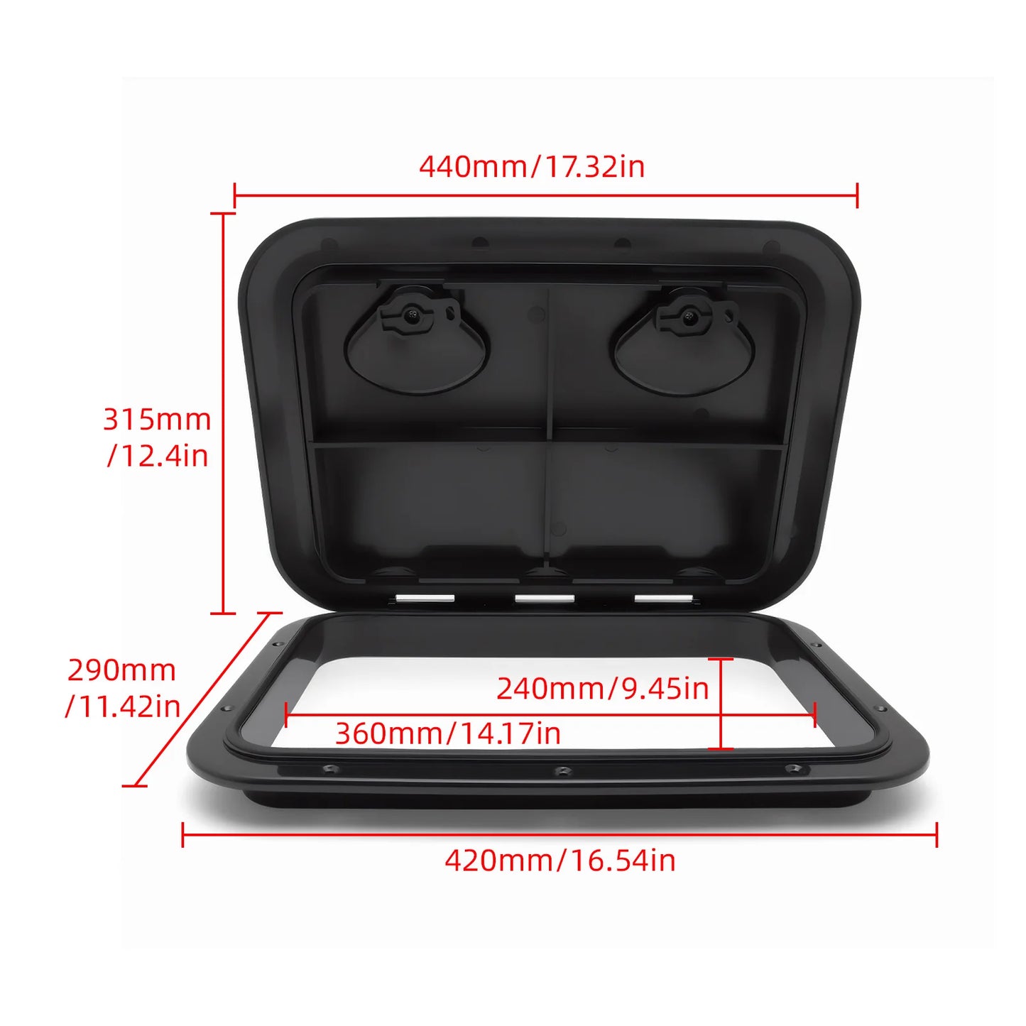ABS Deck Access Hatch Cover Waterproof Boat Accessories 12.4"x17.32" For Marine Yacht RV Watertight Anti-UV Non-Skid Inspection