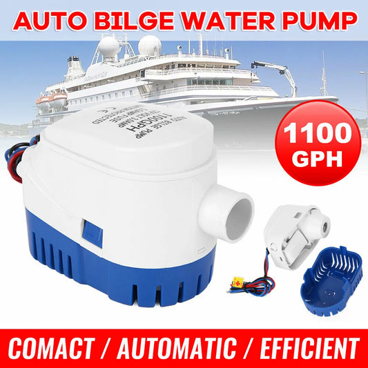 12V Auto Bilge Pump 1100GPH Submersible for Marine Yacht Boat Engine Rapid Water Drainage  Automatic Submersible Bilge Pump