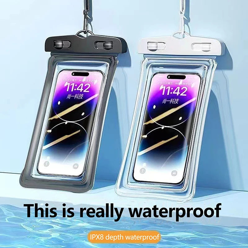 AquaGlide Clear – Transparent Waterproof Touchscreen Phone Case