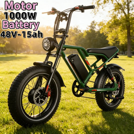 20-inch new camping E-Bike, 1000W high-speed motor off-road electric bicycle, 48V15AH battery adult city road electric scooter