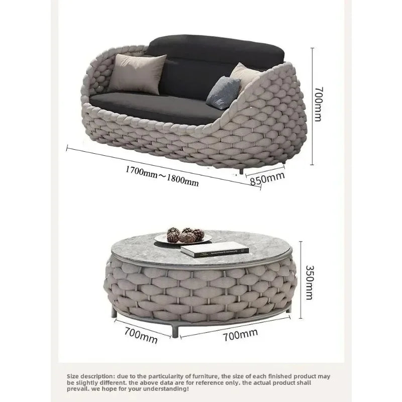 Outdoor Rattan Patio Furniture Set Cushioned Wicker Loveseat Garden Backyard Porch Sofa All Weather Durable