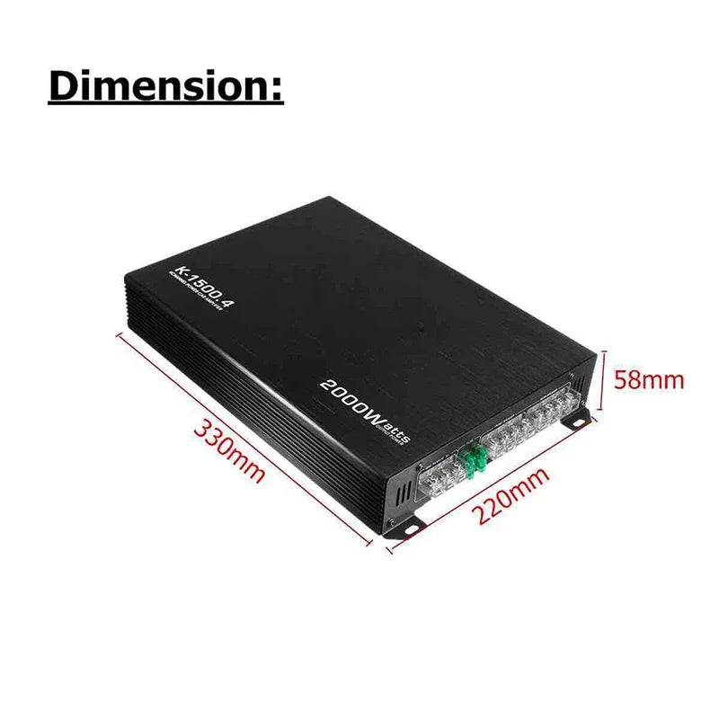 Car Amplifier 12V, Car 4-channel 2000W, Car Amplifier K-1500.4, Four Channel Amplifier